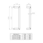 Hollow cranked pull handle 25mm section