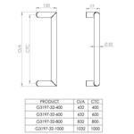 Hollow cranked pull handle 32mm section