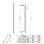 Hollow offset pull handle 32mm section