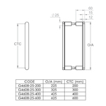 Solid timber pull handle 25x12 section