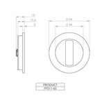 Round flush pull Ø65 with turn snib