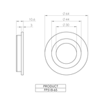 Round flush pull Ø65 with Euro. cylinder hole