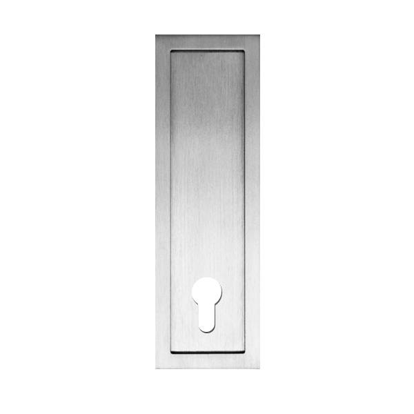 Rectangle flush pull 200x65 with Euro. Cylinder hole