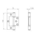 100x70 Fast fix, ball bearing, fixed pin hinge suits timber doors