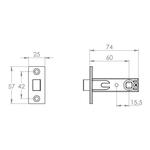 Tubular priv. latch 60mm back set (R12 & R32)