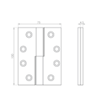 100x75 Left hand square knuckle lift off hinge