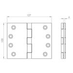 100x125 Fixed pin wide throw button tip hinge