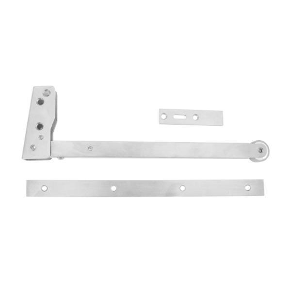 Single arm door selector, satin stainless steel