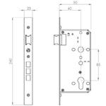 High Security Euro. lock 60mm back set