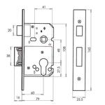 Protector short body Euro. lock 60mm back set