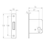 Sliding door mortice Euro. lock 57mm back set claw bolt