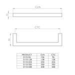 Quad cabinet handle 10x10mm