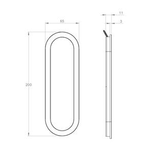 Oval flush pull 200x65 plain