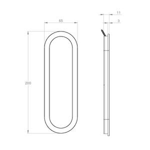 Oval flush pull 200x65 plain