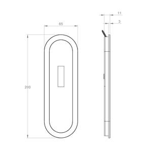 Oval flush pull 200x65 with turn snib