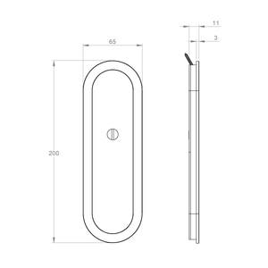 Oval flush pull 200x65 with emergency release