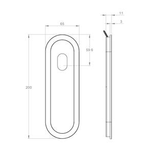 Oval flush pull 200x65 with Oval cylinder hole