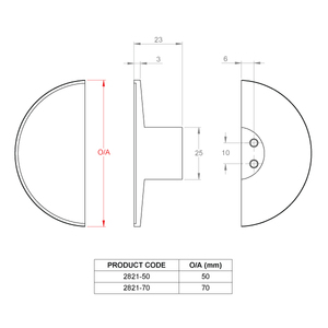 Semi-circle Niki dished cabinet knob