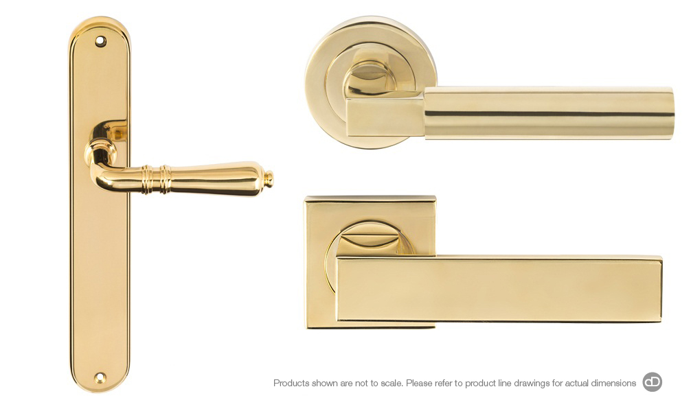 Contemporary Brass Finish Reeded Mortice Lever Door Knobs Handles Pairs D1 