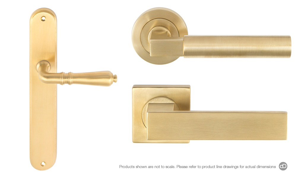 Contemporary Stylish Brass Finish Reeded Mortice Lever Door Knobs Handles D15 